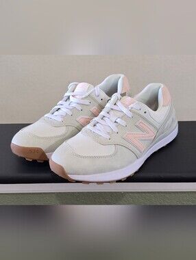 New Balance Womens 574 Green V2 Golf Shoes 6 NEW Sand/White/Peach